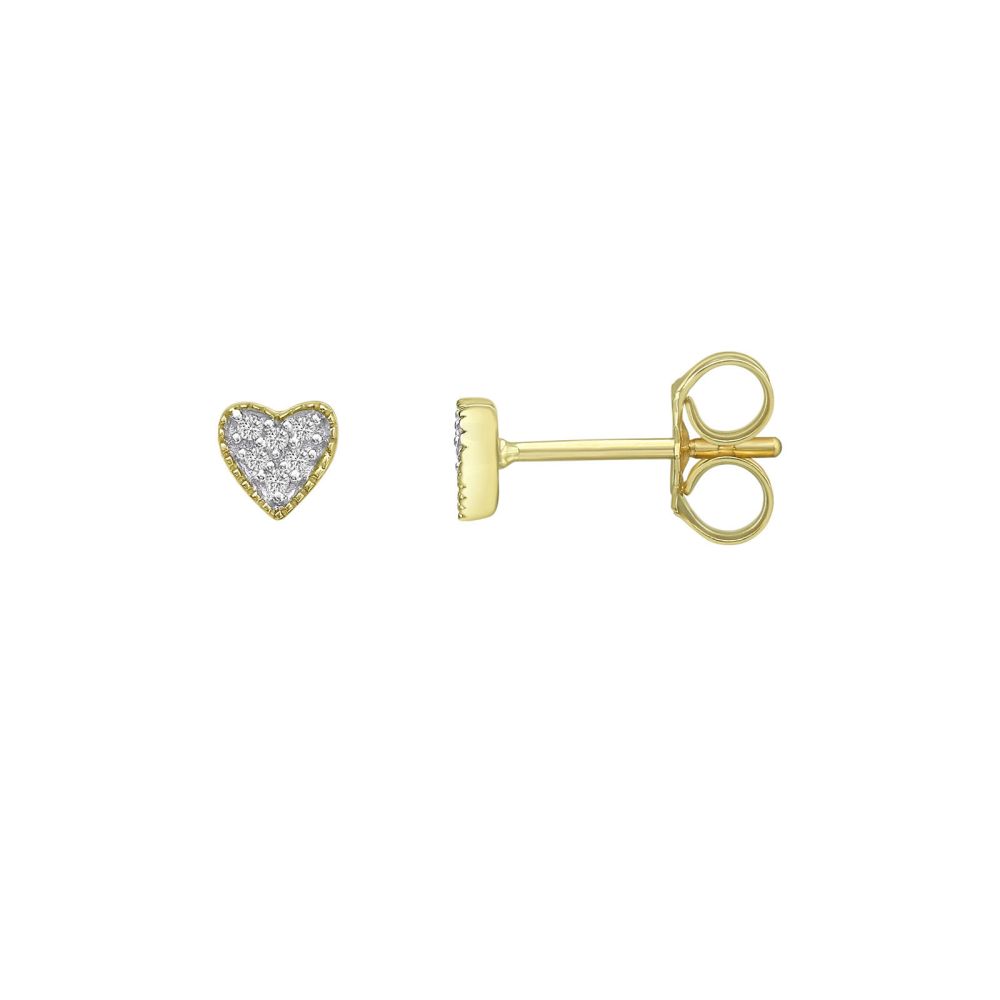 Diamond Jewelry | 14K Yellow Gold Diamond Earrings - Kelly Heart