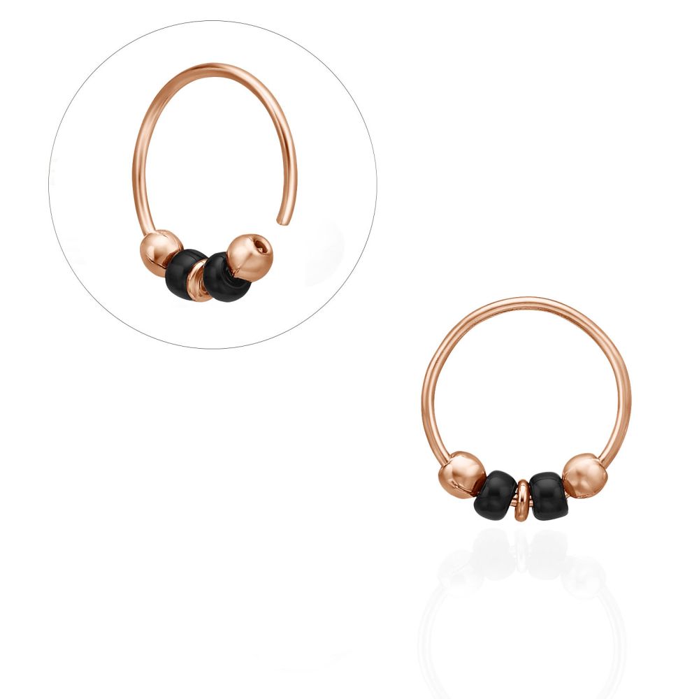 Piercing | Helix / Tragus Piercing in 14K Rose Gold with Black Beads - Small