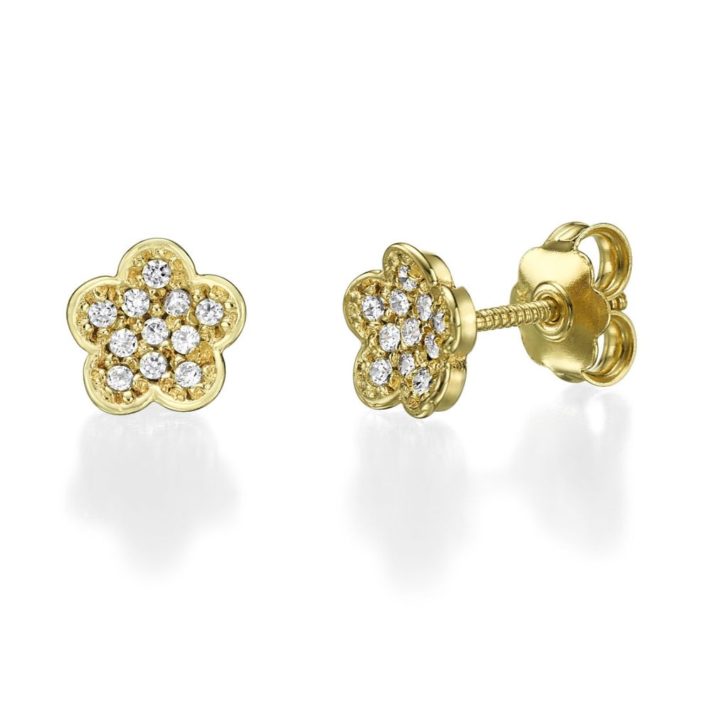 Girl's Jewelry | 14K Yellow Gold Teen's Stud Earrings - Elinor Flower