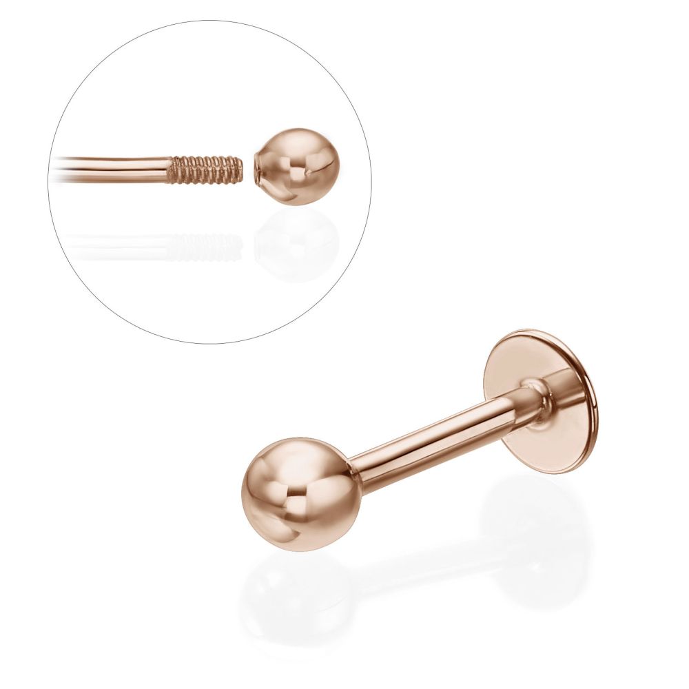 Piercing | Tragus / Labret Piercing in 14K Rose Gold with Gold Ball
