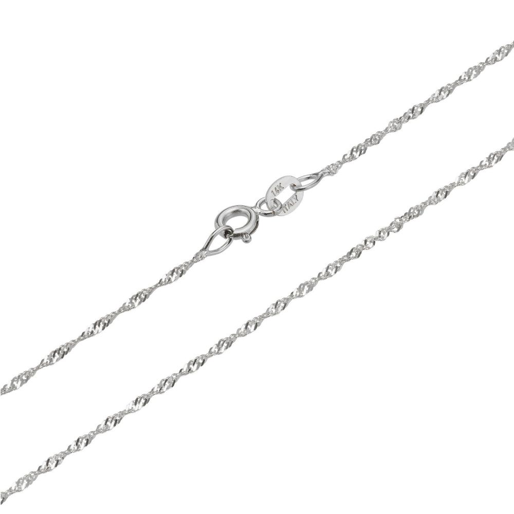 Gold Chains | 14K White Gold Singapore Chain Necklace 1.2mm Thick, 17.7