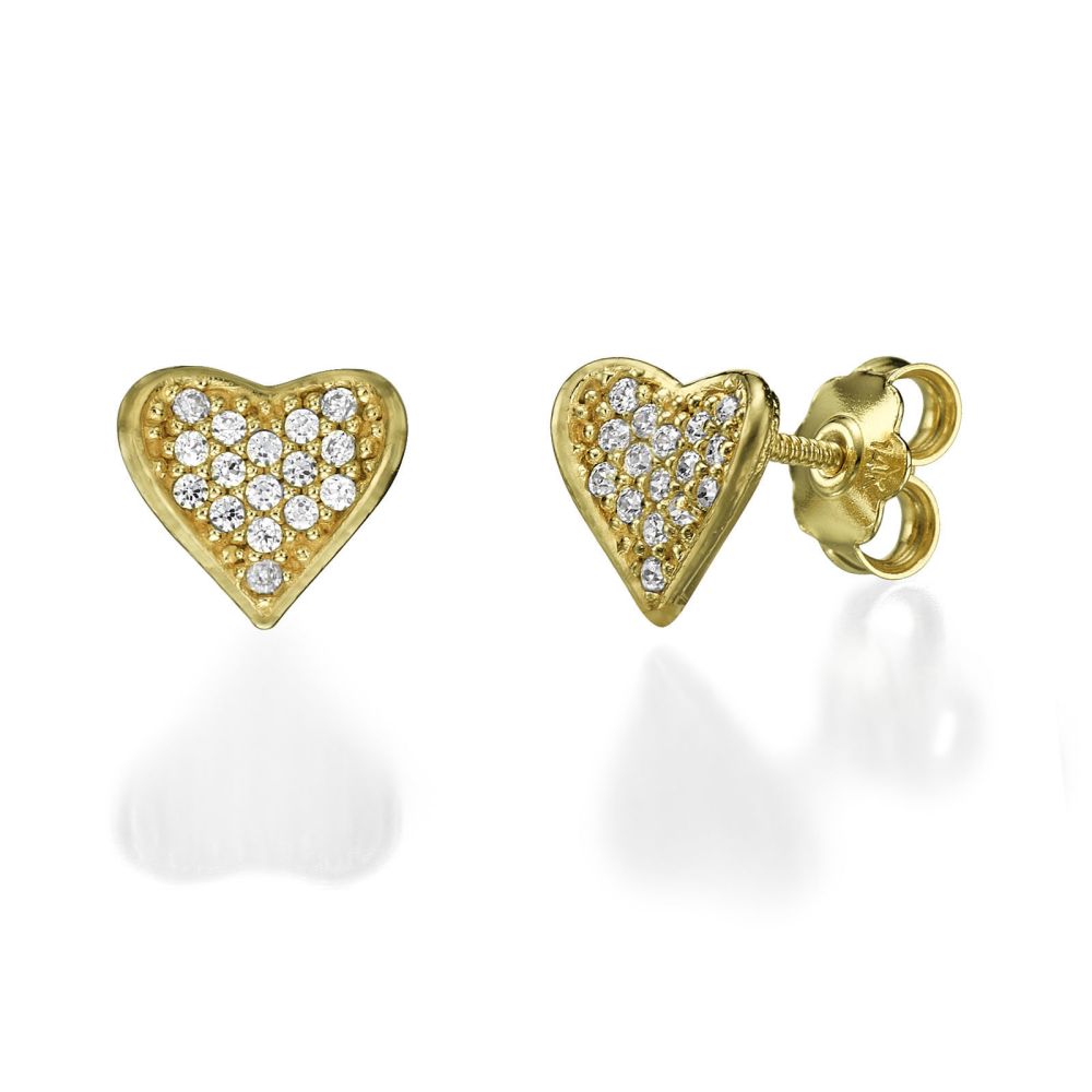 Girl's Jewelry | 14K Yellow Gold Women's Earrings - Loving Heart
