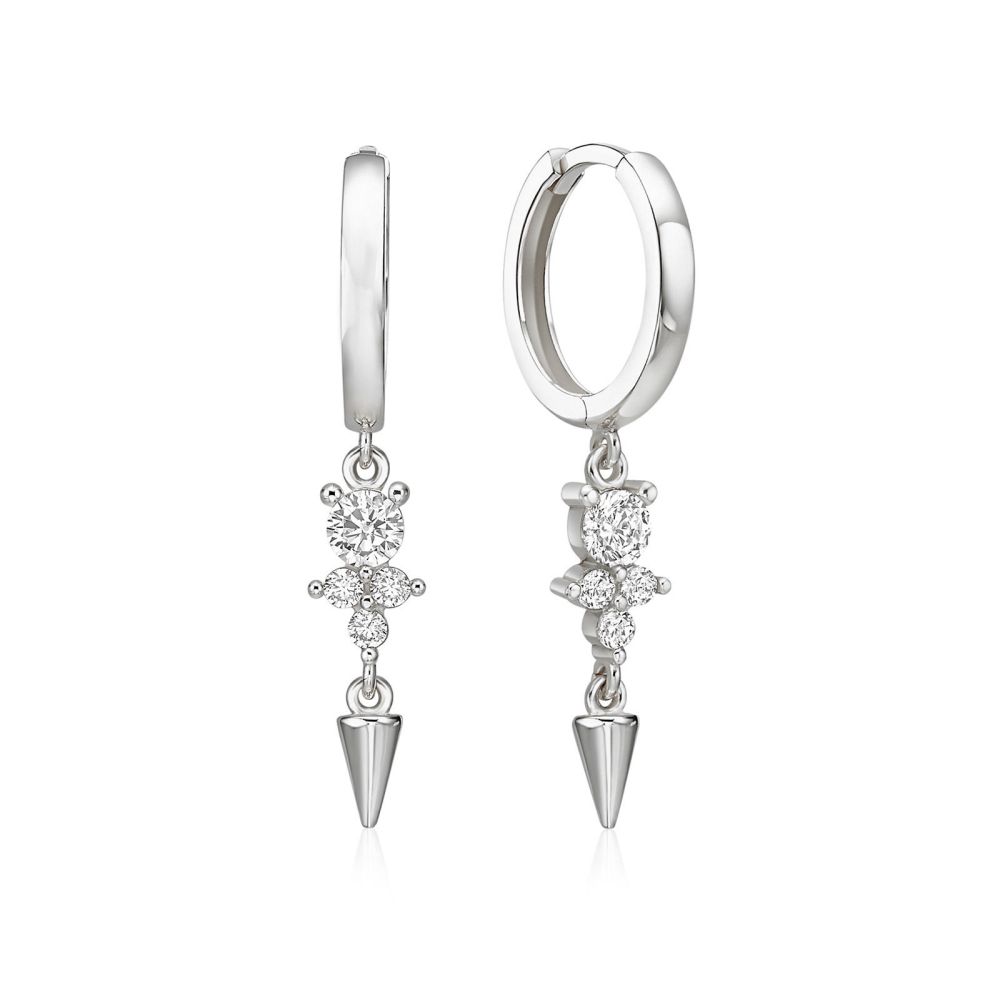 Gold Earrings | 14K White Gold Women's Earrings - Charm Maple