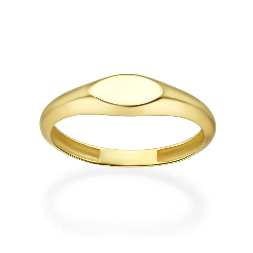 Women’s Gold Jewelry | 14K Yellow Gold Ring - Thin Oval Seal