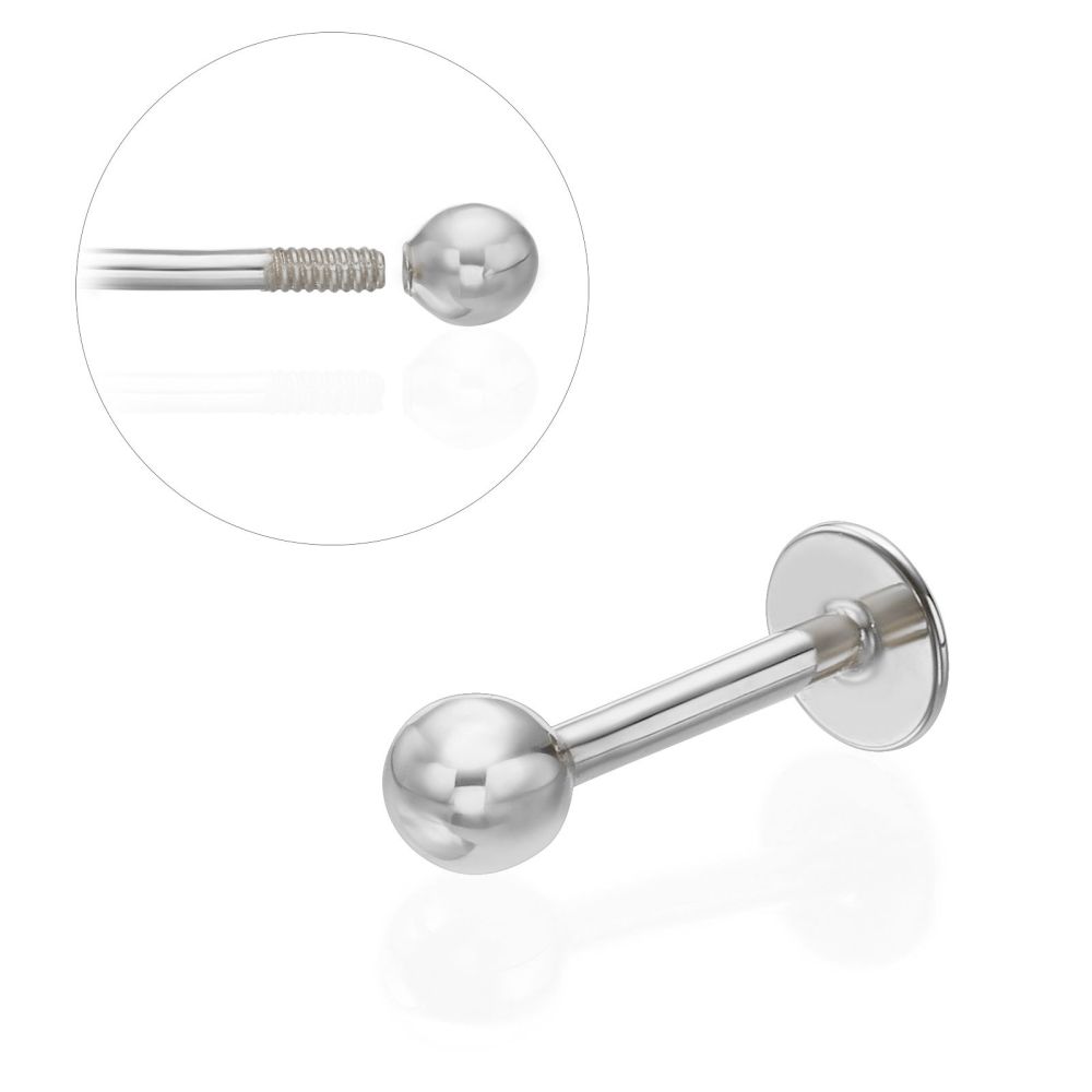 Piercing | Tragus / Labret Piercing in 14K White Gold with Gold Ball