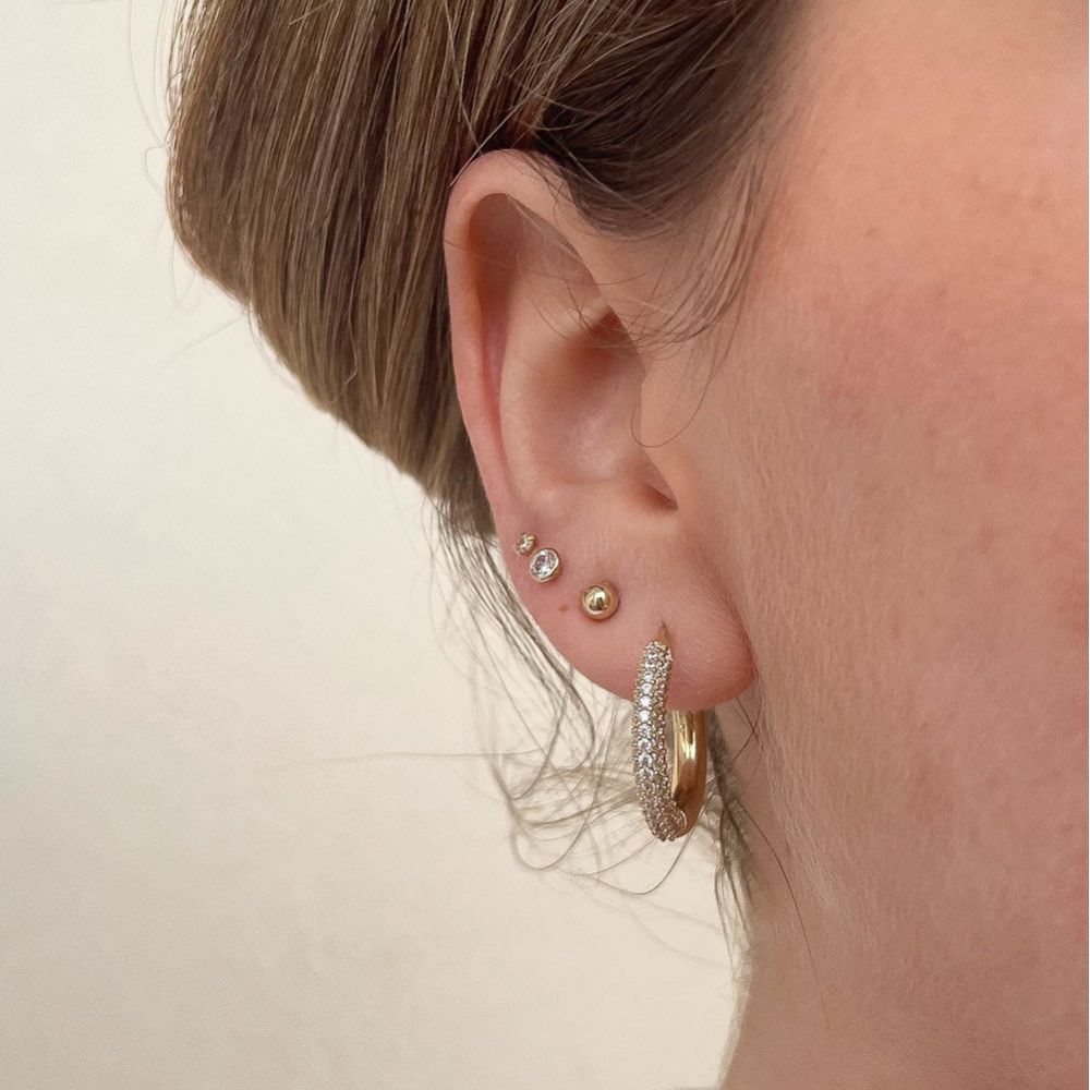 Women’s Gold Jewelry | 14K Yellow Gold Women's Earrings - Shiny Hoop - M