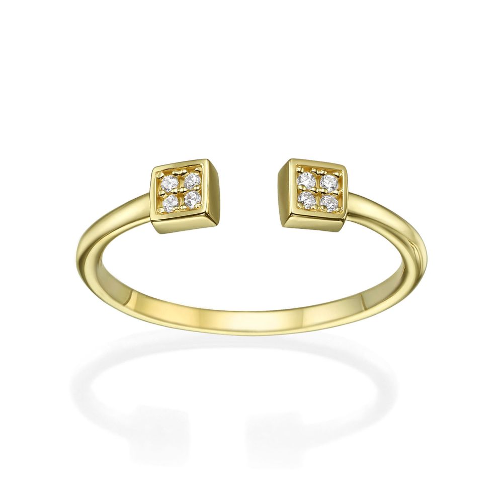 Women’s Gold Jewelry | Open Ring in 14K Yellow Gold - Shiny Squares