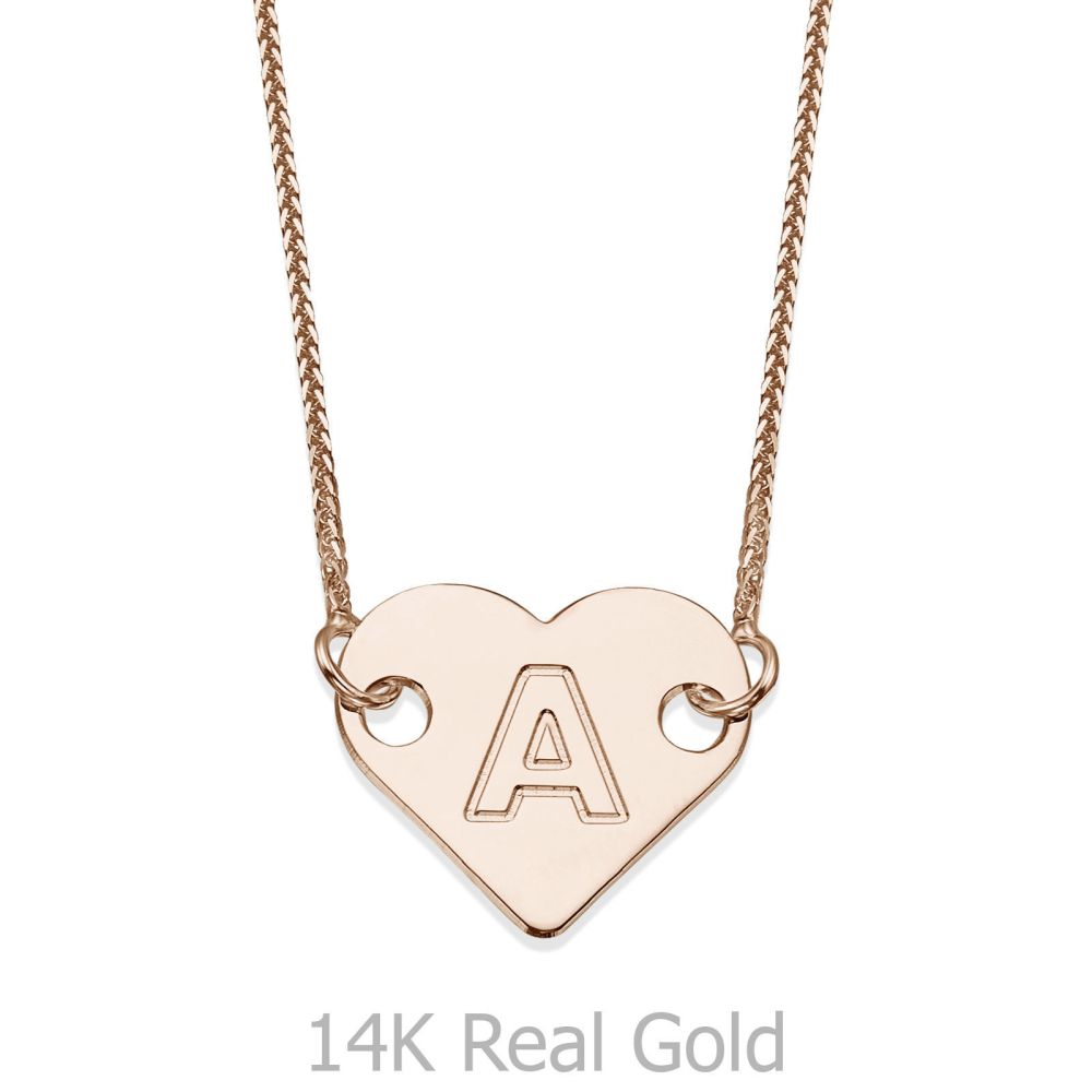 Personalized Necklaces | Heart-Shaped Initial Necklace in Rose Gold
