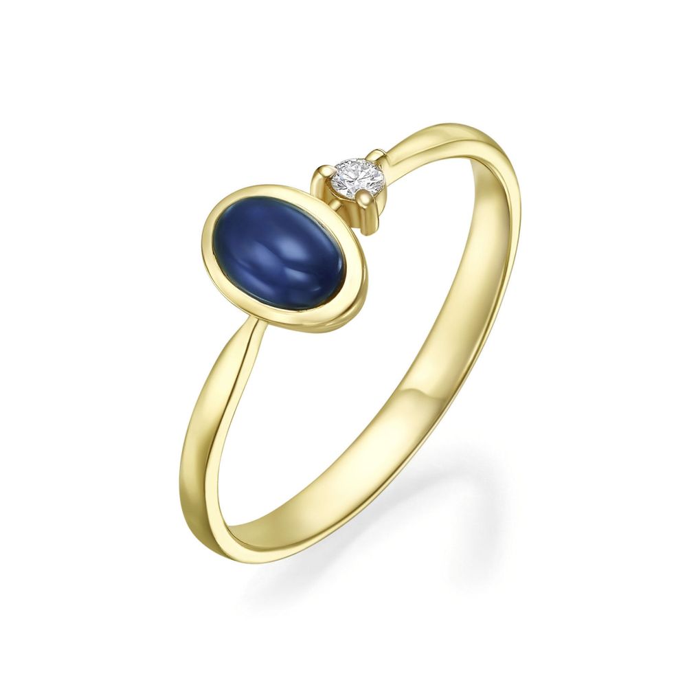 gold rings | 14K Yellow Gold Sapphire and Diamond  ring - Kaitlyn