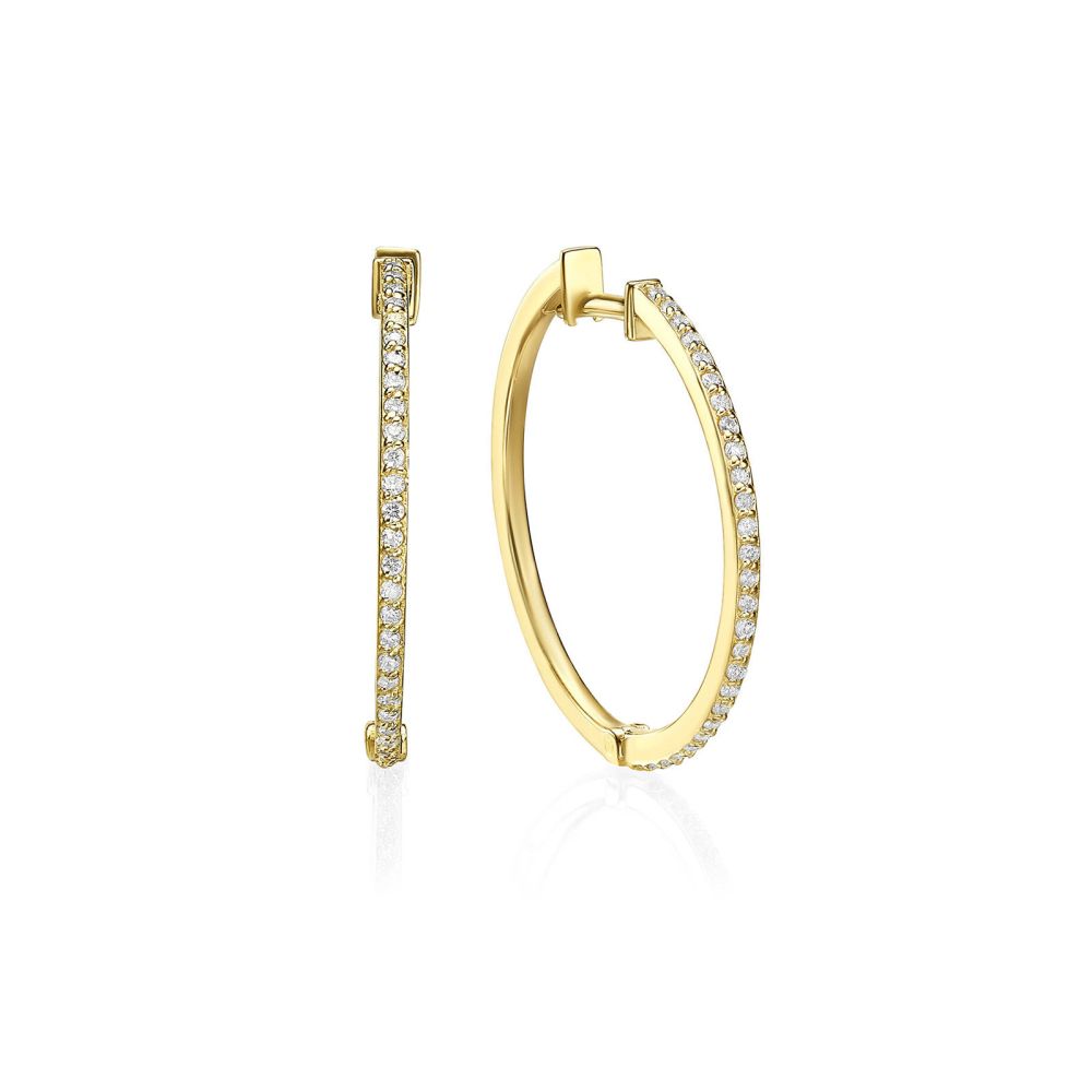 Diamond Jewelry | 14K Yellow Gold Diamond Women's Hoop Earrings - L