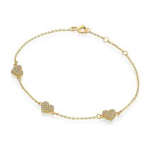 14K Yellow  Gold Women's Bracelets - Penelope Hearts