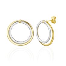 14K White & Yellow Gold Women's Earrings - Eclipse