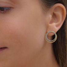 14K White & Yellow Gold Women's Earrings - Eclipse