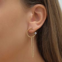 14K Yellow Gold Women's Earrings - Spakling Viola