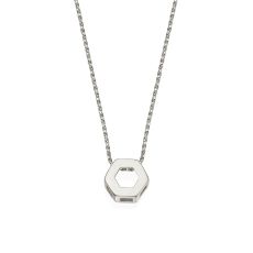 Pendant and Necklace in 14K White Gold - Golden Hexagon