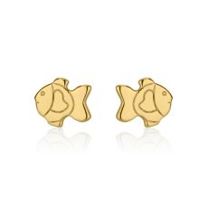 14K Yellow Gold Kid's Stud Earrings - Goldfish