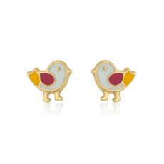 14K Yellow Gold Kid's Stud Earrings - Cheeky Chick