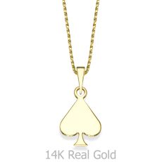 Pendant and Necklace in 14K Yellow Gold - Queen of Spades