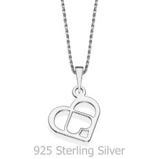 Pendant and Necklace in 925 Sterling Silver - Lovers Heart 