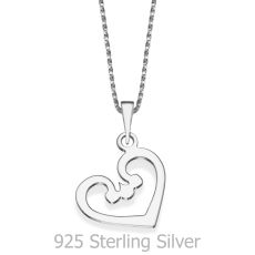 Pendant and Necklace in 925 Sterling Silver - Heart and Soul