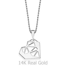Pendant and Necklace in 14K White Gold - Conceptual Heart