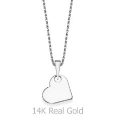 Pendant and Necklace in 14K White Gold - Classic Heart