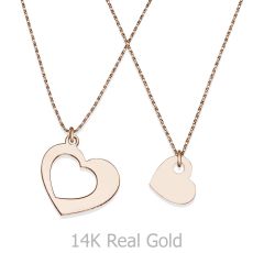 For Mother & Daughter - Hearts in Rose Gold