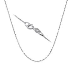 14K White Gold Twisted Venice Chain Necklace 0.6mm Thick, 16.5" Length