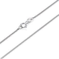14K White Gold Spiga Chain Necklace 0.8mm Thick, 16.5" Length
