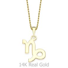Pendant and Necklace in 14K Yellow Gold - Capricorn