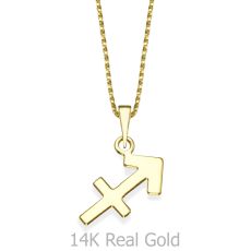 Pendant and Necklace in 14K Yellow Gold - Sagittarius