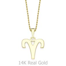 Pendant and Necklace in 14K Yellow Gold - Aries