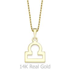 Pendant and Necklace in 14K Yellow Gold - Libra