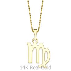 Pendant and Necklace in 14K Yellow Gold - Virgo
