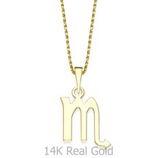 Pendant and Necklace in 14K Yellow Gold - Scorpio