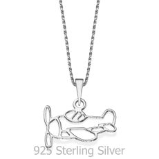 Pendant and Necklace in 925 Sterling Silver - Plane