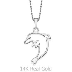 Pendant and Necklace in 14K White Gold - Dear Dolphin