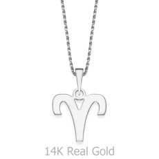 Pendant and Necklace in 14K White Gold - Aries