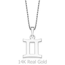 Pendant and Necklace in 14K White Gold - Gemini
