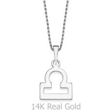 Pendant and Necklace in 14K White Gold - Libra
