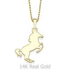 Pendant and Necklace in 14K Yellow Gold - Noble Horse
