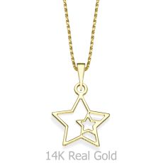 Pendant and Necklace in 14K Yellow Gold - A Star is Born