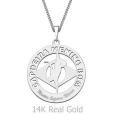 Pendant and Necklace in 14K White Gold - Capoera Menino Bom