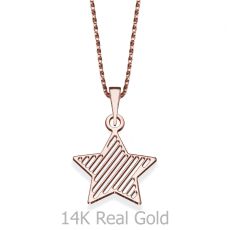 Pendant and Necklace in 14K Rose Gold - Star of the Party