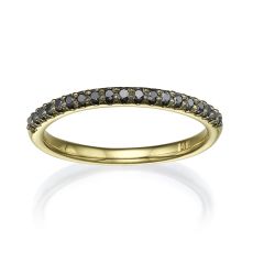 Black Diamond Band Ring in 14K Yellow Gold - Princess