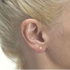 14K Yellow Gold Kid's Stud Earrings - Flower of Rosetta