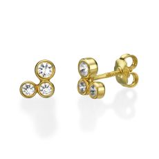 14K Yellow Gold Kid's Stud Earrings - Sparkling Circles