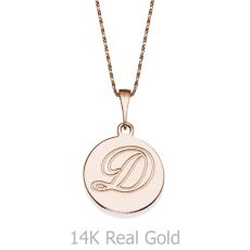 Engraved Initial Disc Necklace in Rose Gold