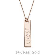 Necklace and Vertical Bar Pendant in Rose Gold with Diamonds