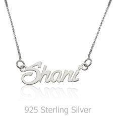 925 Sterling Silver Name Necklace "Diamond" English